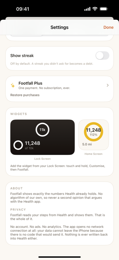 Footfall settings and CSV export